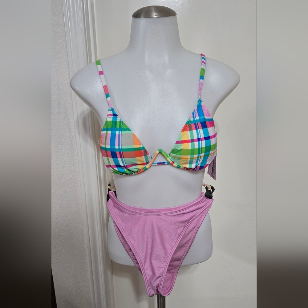 #6713 Target Blue and Pink Bikini Set Swimwear